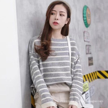 Autumn Winter Women Round Neck Stripe Ladies Sweater Long Sleeve Knitted Wear Sweaters